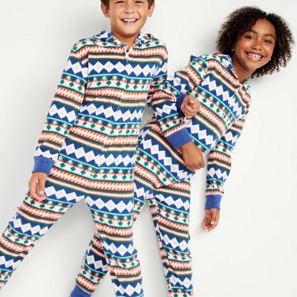 Old Navy Gender Neutral One Piece Hooded Micro Fleece Family Matching Pajamas Sm